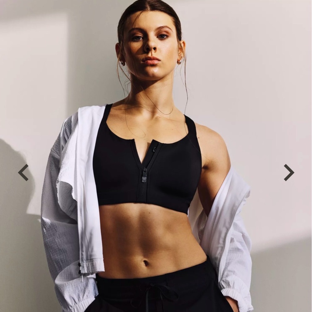 NWT Calia Go All Out Zip Front Bra in Black - size 36C
